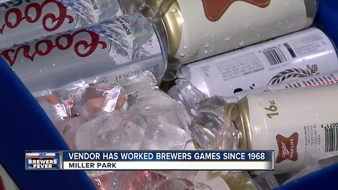 Vendor works Brewers games for over 50 years