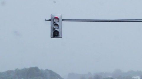 LED traffic lights blocked by snow on Sunday