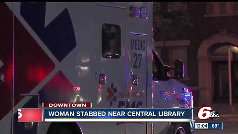 Woman stabbed near downtown library