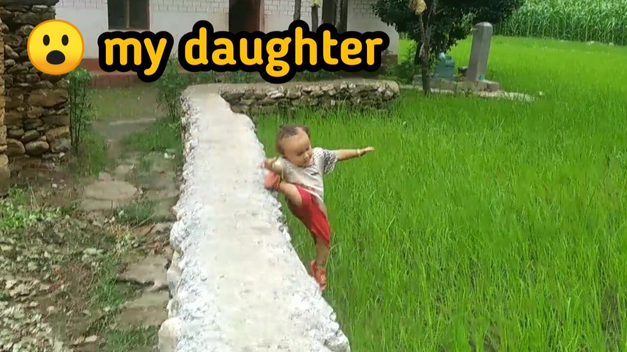 My daughter fall from wall || Funny baby video