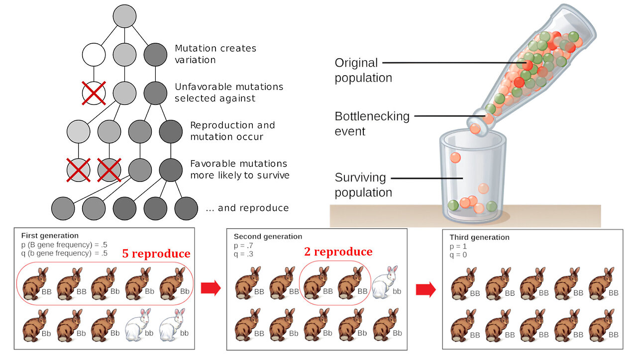 Evolutionary Processes: Natural Selection, Genetic Drift, Population Bottlenecks