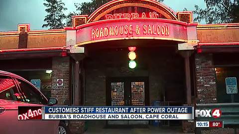 Customers stiff restaurant after power outage