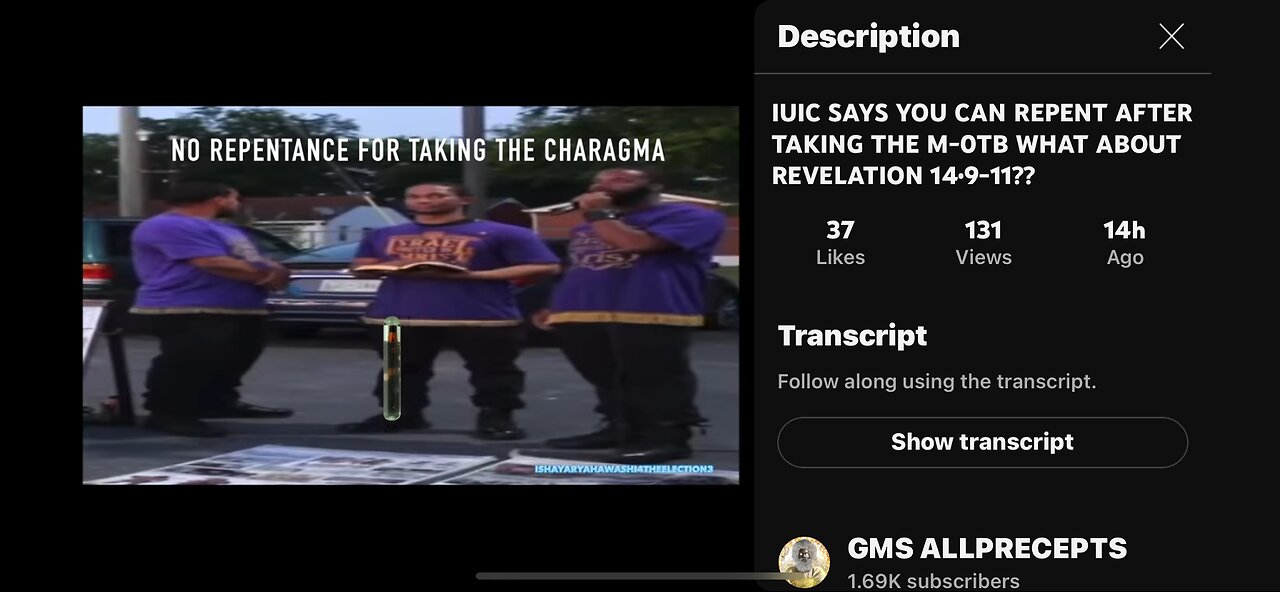 IUIC SAYS YOU CAN REPENT FROM THE M-oTB - Explain Revelation 14:9-11 and Revelation 16:2 “sore”