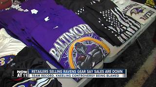 Retailers say Ravens gear sales are down this season