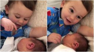 여동생을 사랑스러워하는 아이!