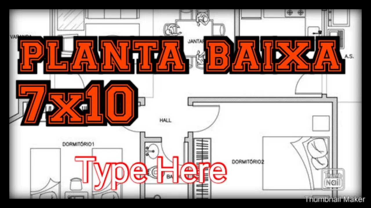 planta baixa com 2 quartos entrada moderna 7x10