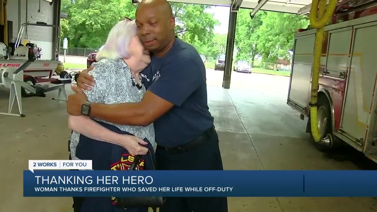 Tulsa woman reunites with firefighter who saved her life