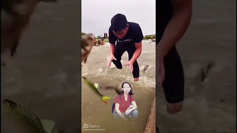 the man catching fish