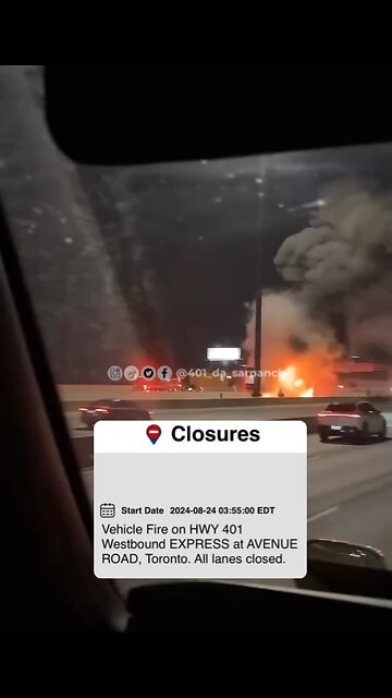 Trailer Fire On Highway 401 In Toronto