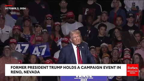 Trump Plays Video Clips At Nevada Campaign Rally To Blasts Kamala Harris On Taxes