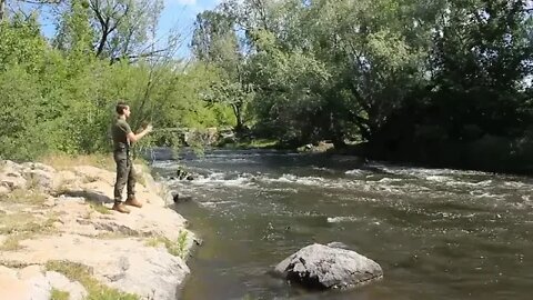 Bushcraft Camping in the Cave, Catch and Cook, Smoked Fish and Roasted Catfish, Rose Hip T