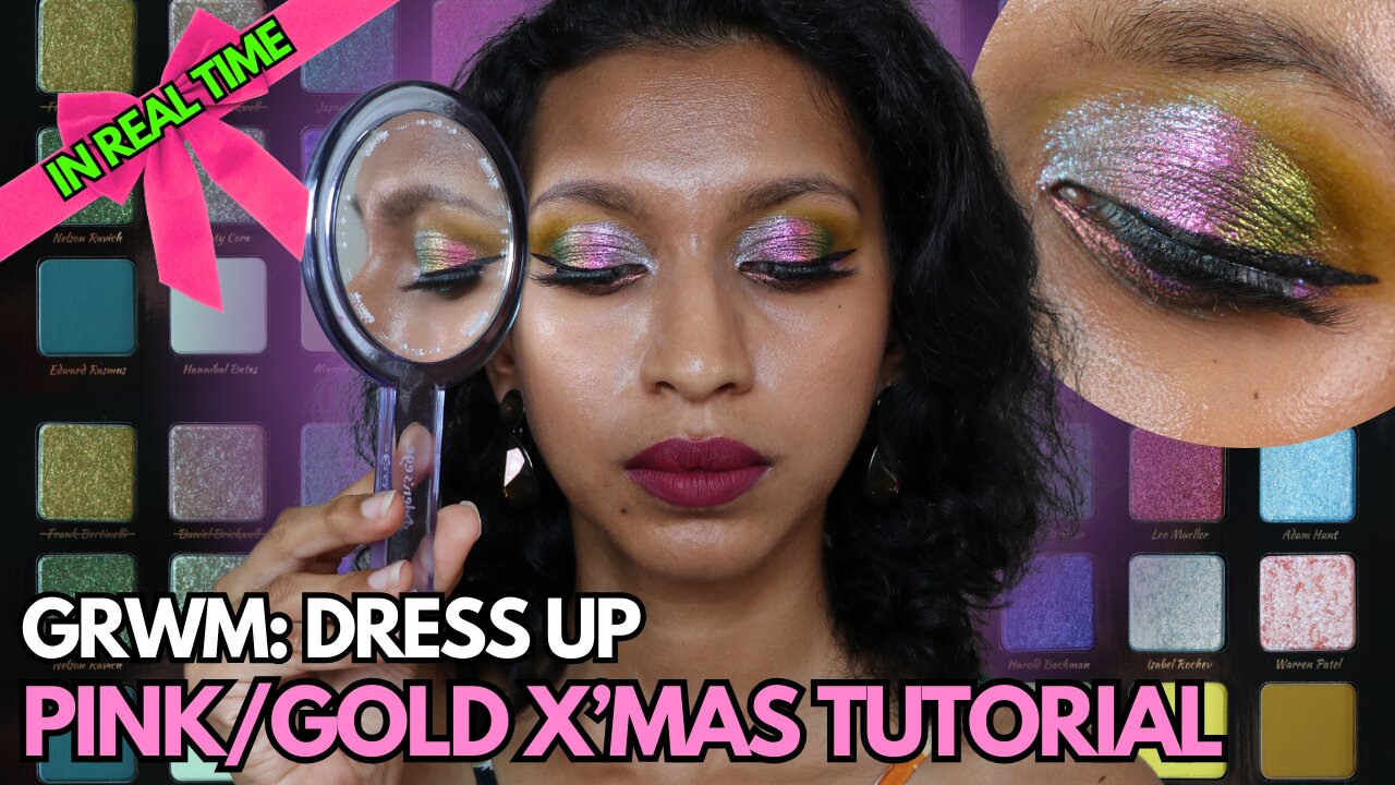 GRWM Pink and Gold Christmas Makeup Tutorial for Hooded Eyes | Adept Cosmetics INSPIRED Palette