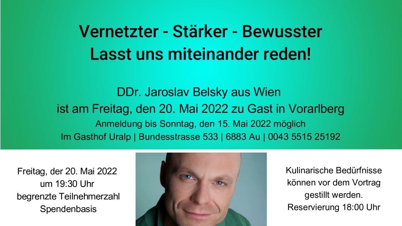 Diskussionsrunde mit DDr. Jaroslav Belsky in Au (AT), 20.05.2022