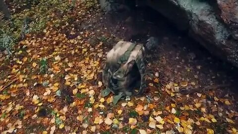 Autumn bushcraft hiking in the rainy fores...5