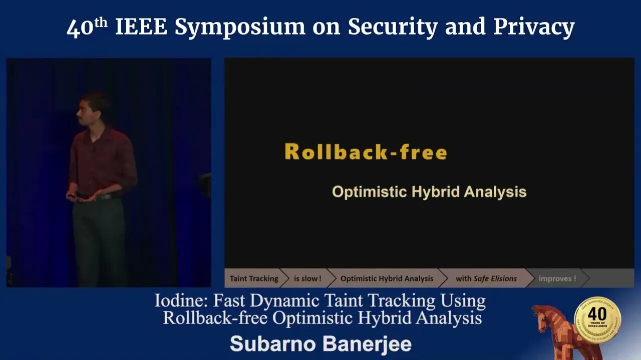 Iodine Fast Dynamic Tain't Tracking Using Rollback free Optimistic Hybrid Analysis