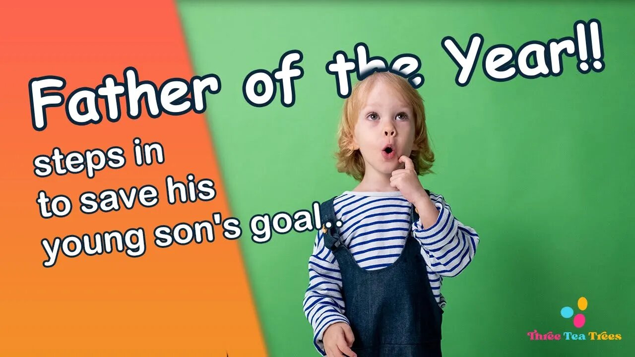 Father of the Year" steps in to save his young son's goal.