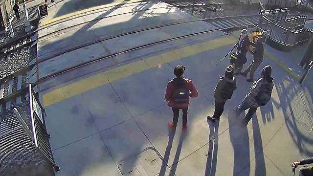 Good Samaritan saves blind man from walking in front of train at RTD station