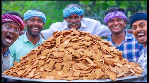 BISCUITS HALWA | Delicious biscuits recipe cooking in village | Sweet halwa recipe using biscuits