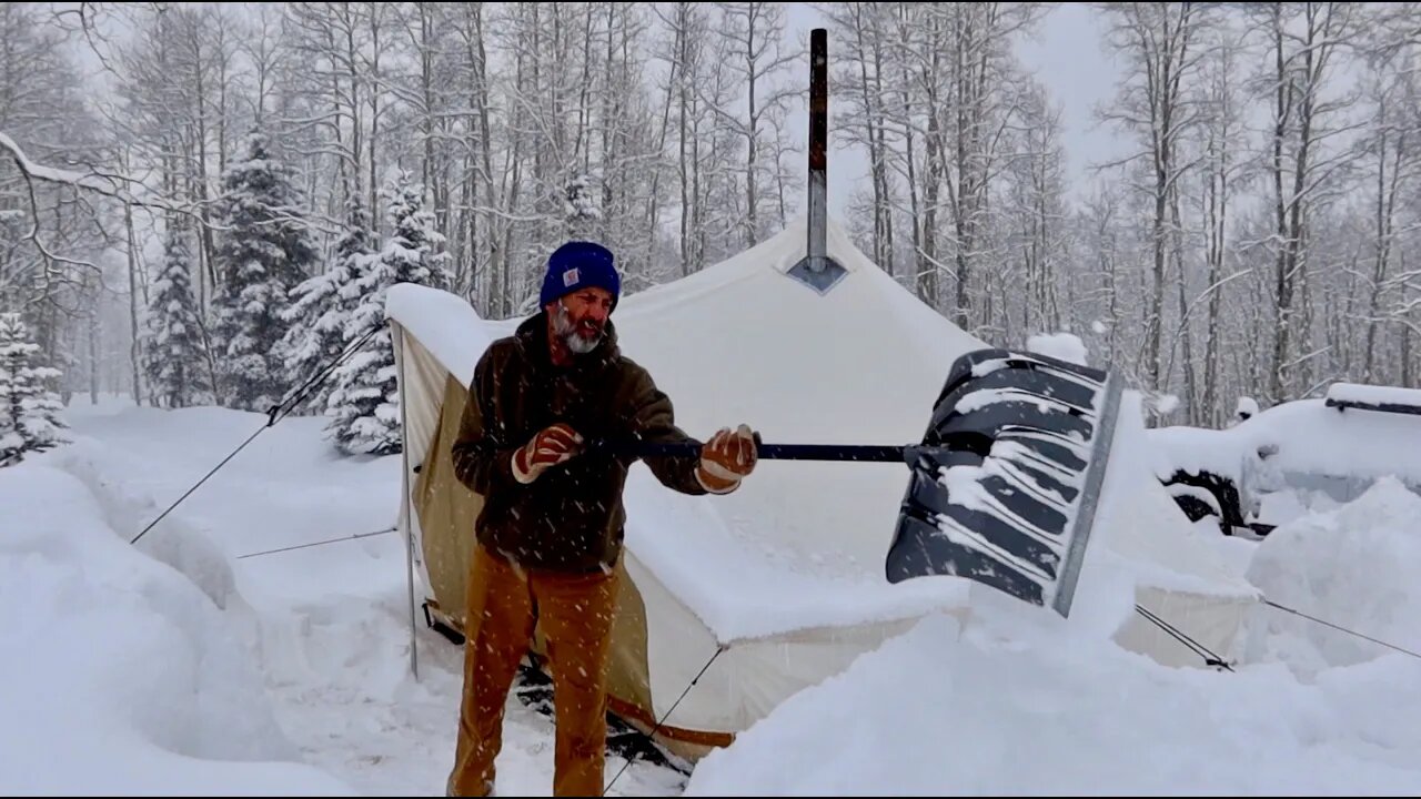 2 FEET SO FAR! COLORADO SAN JUAN MOUNTAINS, FREEZING HOT TENT FULL-TIME WINTER CAMPING