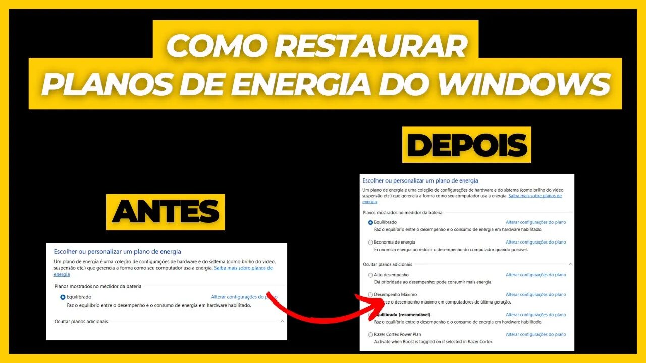 COMO RESTAURAR PLANOS DE ENERGIA NO WINDOWS