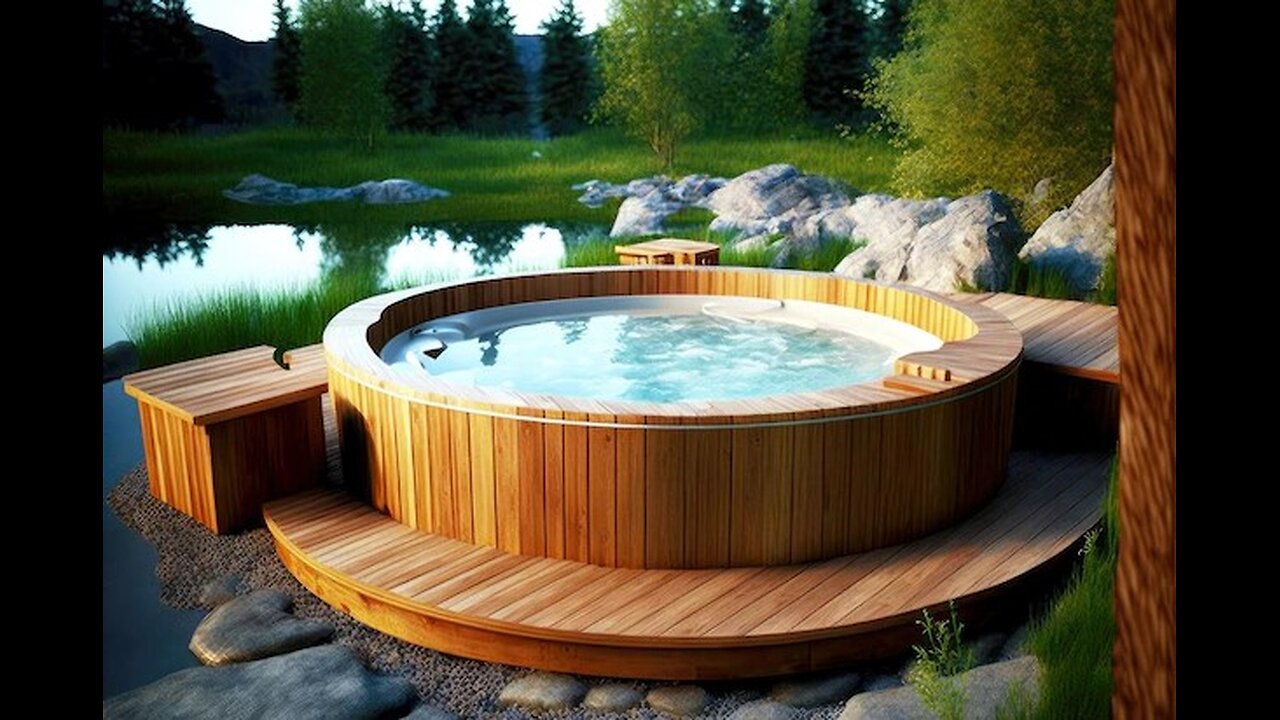 Hot Tub Jacuzzi in the Mountain Rain ASMR 1 hour v5