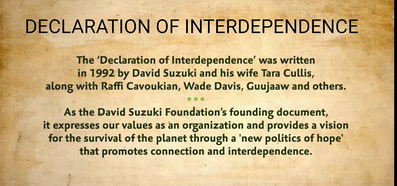 The Declaration of Interdependence: A Pledge to Planet Earth by David Suzuki & Tara Cullis 1-28-2011