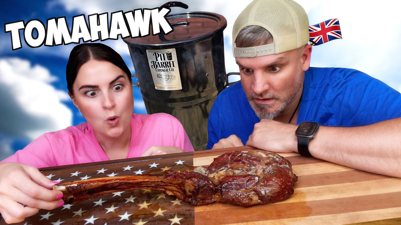 Brits BBQ [TOMAHAWK STEAK] for the first time | On the Pit Barrel !!