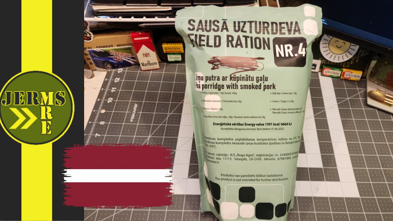 2022 Latvian Combat Ration Menu 4 Pea Porridge with Smoked Pork MRE Review