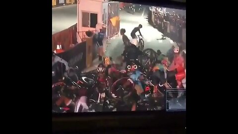 Biker cause major accident.