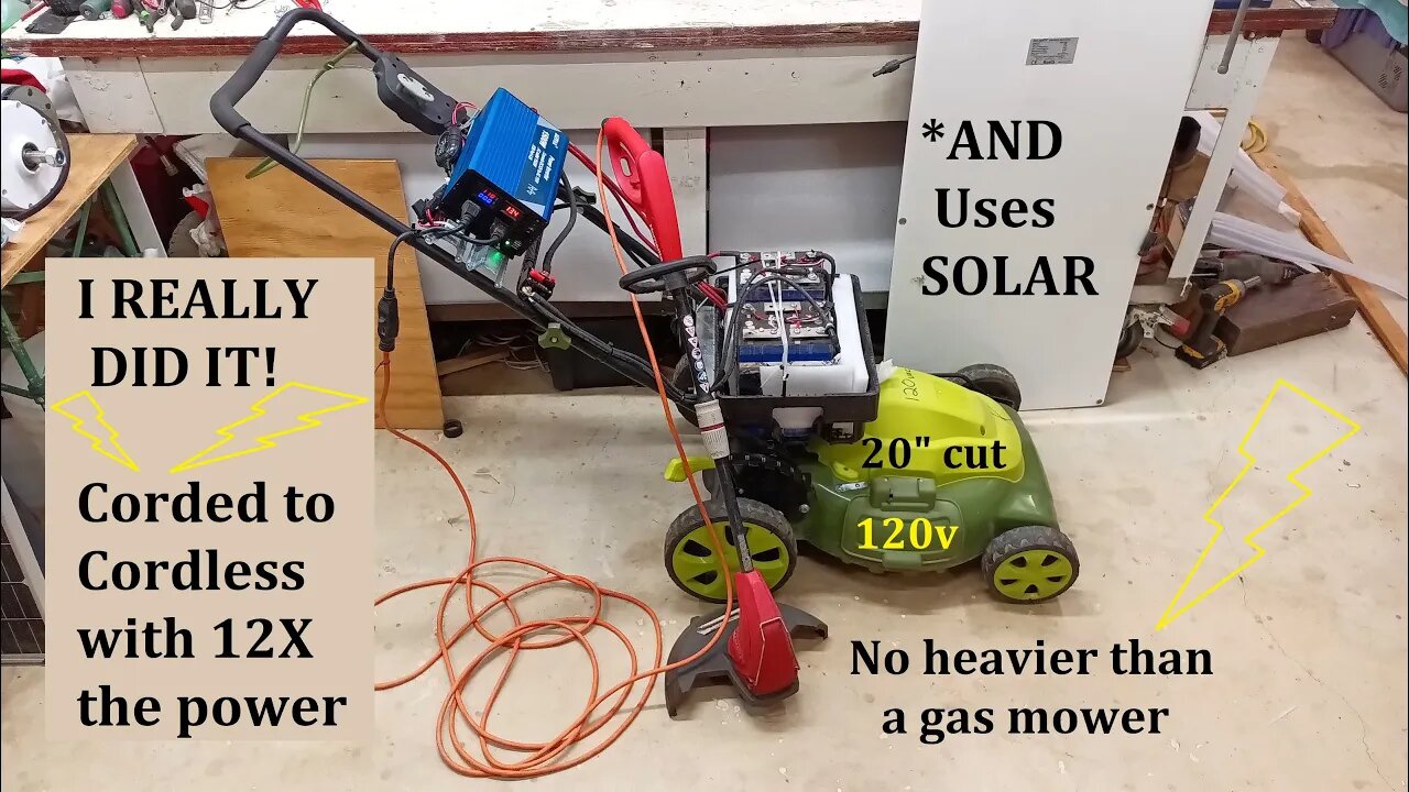 Converting a CORDED Lawn Mower to battery Will run 6 hours straight with extras! Parts I used below.