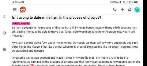 Dating while Getting Divorced is wrong.