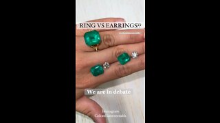 Too vivid investment green Colombian emerald earrings and ring statement jewelry