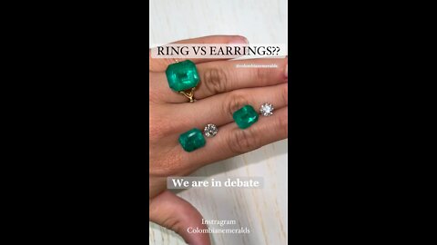 Too vivid investment green Colombian emerald earrings and ring statement jewelry