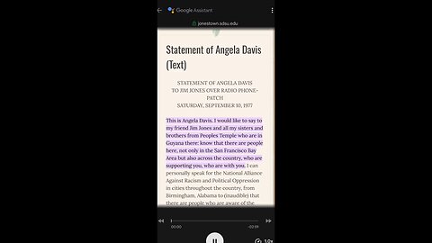 Black Panther Angela Davis letter to her friend and communist Jim Jones of The People's Temple.
