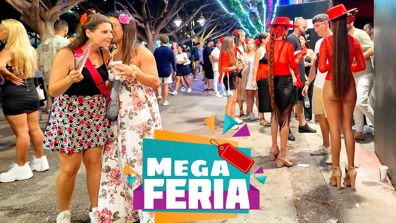 MEGA NIGHTLIFE 🎉 Feria de Malaga | August Fair Spain Walking Tour City Night Walk [4K 60FPS]