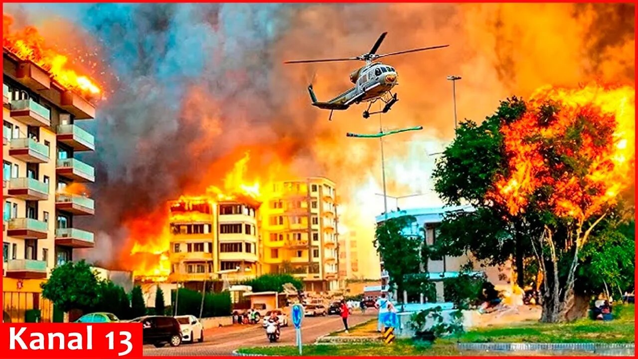 Fire reached houses in Izmir city of Turkey, and people were evacuated