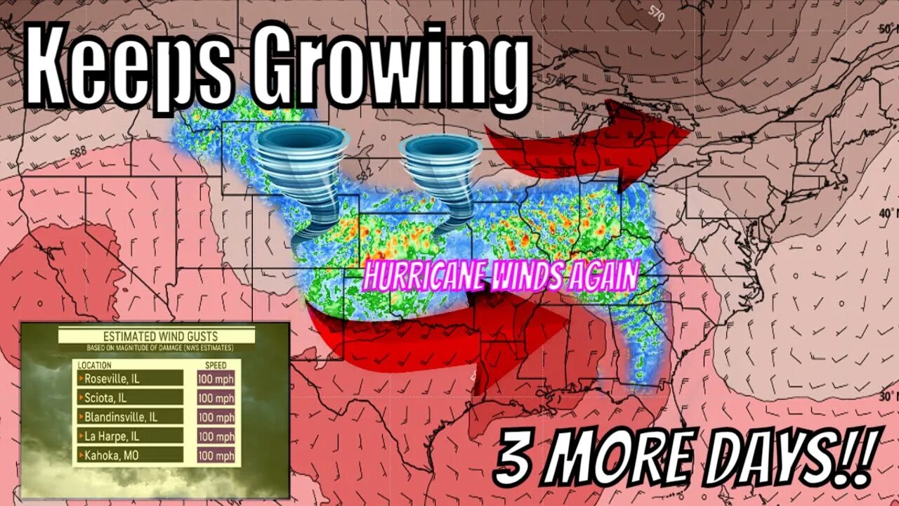 This Storm Keeps Growing! Hurricane Winds, Tornadoes & Large Hail Again - The WeatherMan Plus