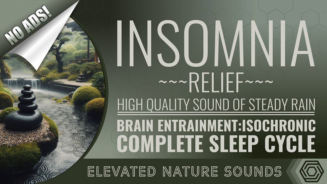 Insomnia Relief: The Most Natural Way to Fall Asleep Fast Steady Rain 8 Hours with True Black NO ADS