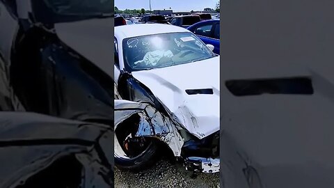 This Dodge Challenger Was Sandwiched By Two Semi Trucks. Sad Scatpack