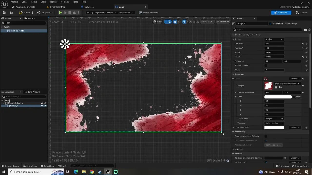 Cómo mostrar efecto sangre en pantalla - Unreal Engine 5.1