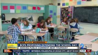 Baltimore County Public Schools proposes extending the school day by 15 minutes