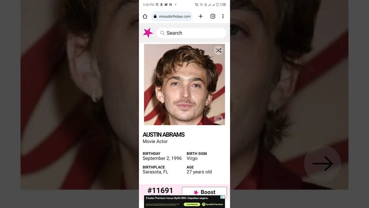 HAPPY 27 BIRTHDAY AUSTIN ABRAMS Movie Actor