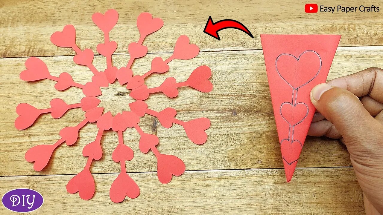 Love Shape Paper Cutting Snowflake For Valentines Day | Easy Paper Crafts