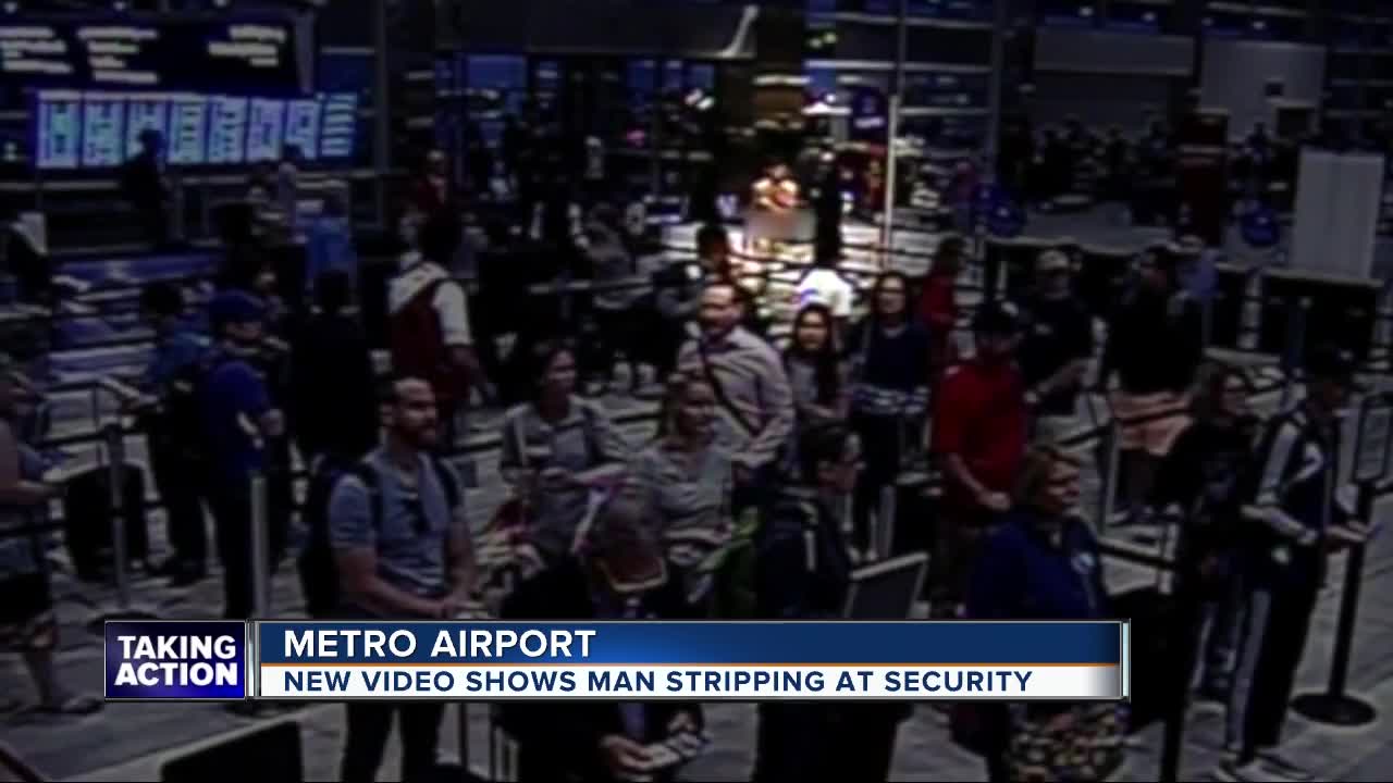 New video shows naked man strip at Detroit Metro Airport and calmly walk past TSA checkpoint