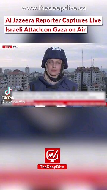 Breaking News: Reporter Captures Israeli Attack Live on Gaza" VD (Visual Description): A tense scene