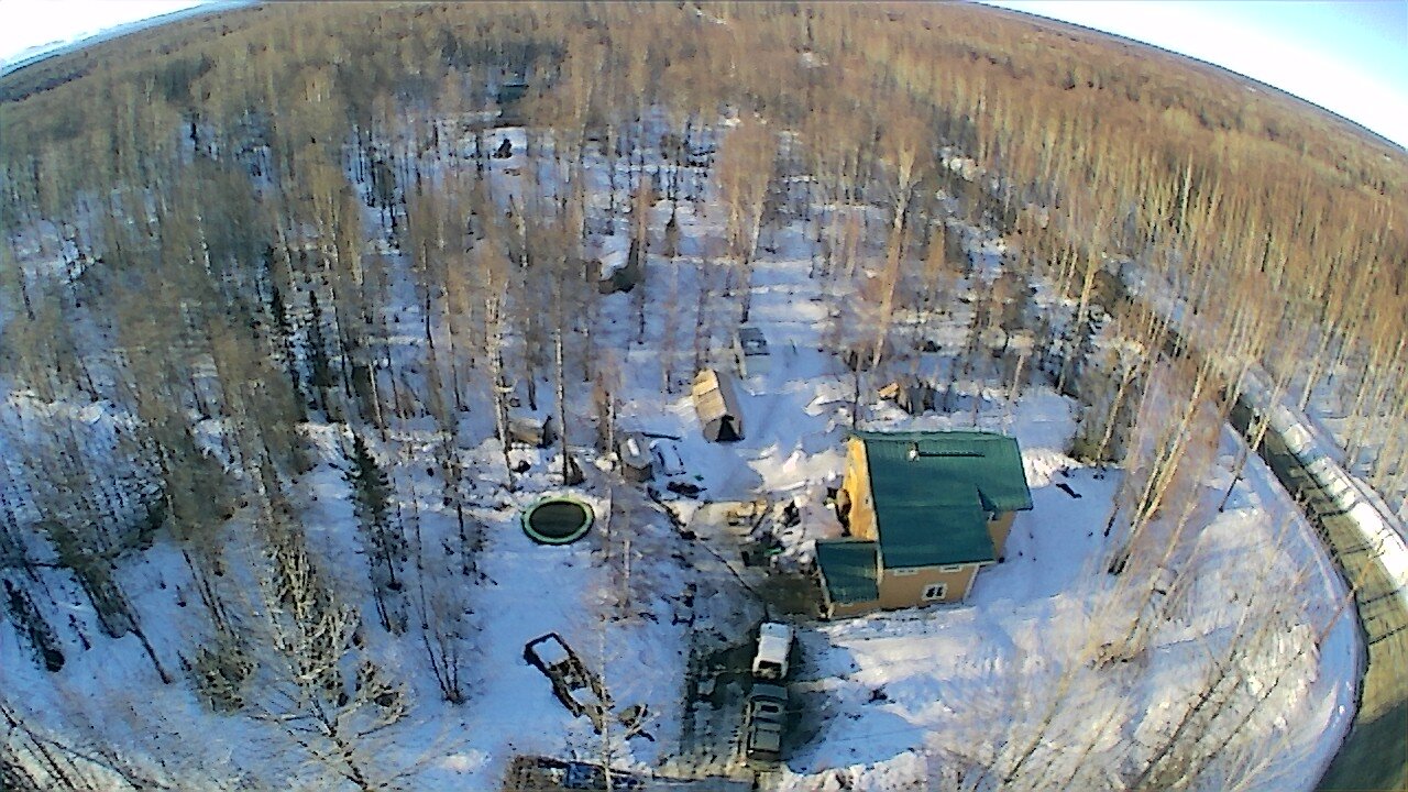 Initial flight with my drone over my house in Talkeetna, Alaska.