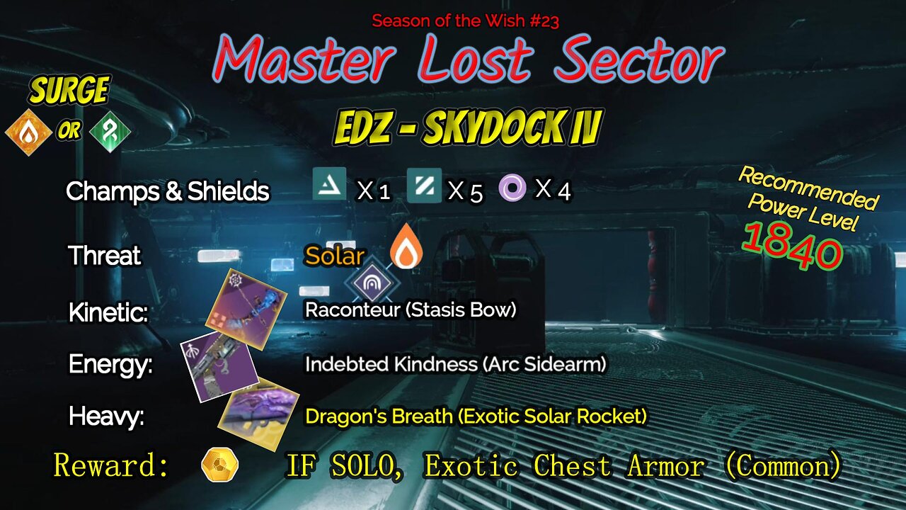 Destiny 2 Master Lost Sector: EDZ - Skydock IV on my Solar Warlock 3-26-24