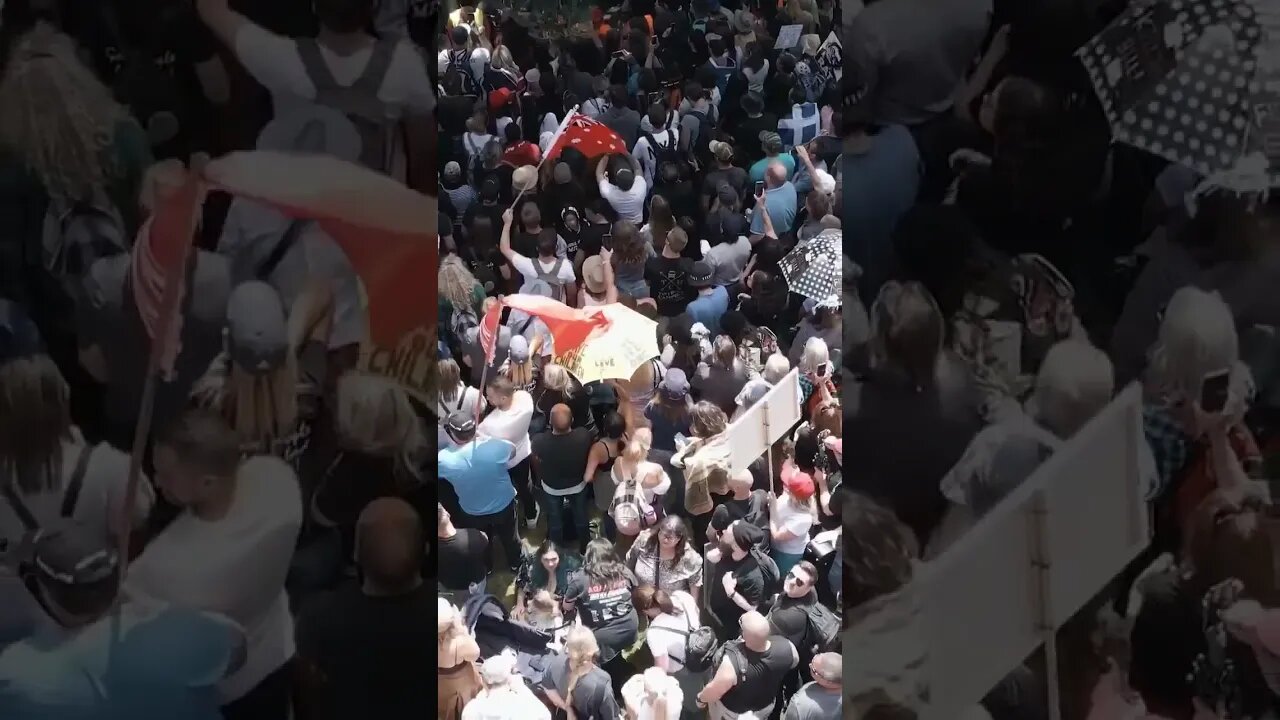 LIVE - Aerial Drone Footage Protest Melbourne Showing 100,000's of People (Source: Chrissy Xeno PI)