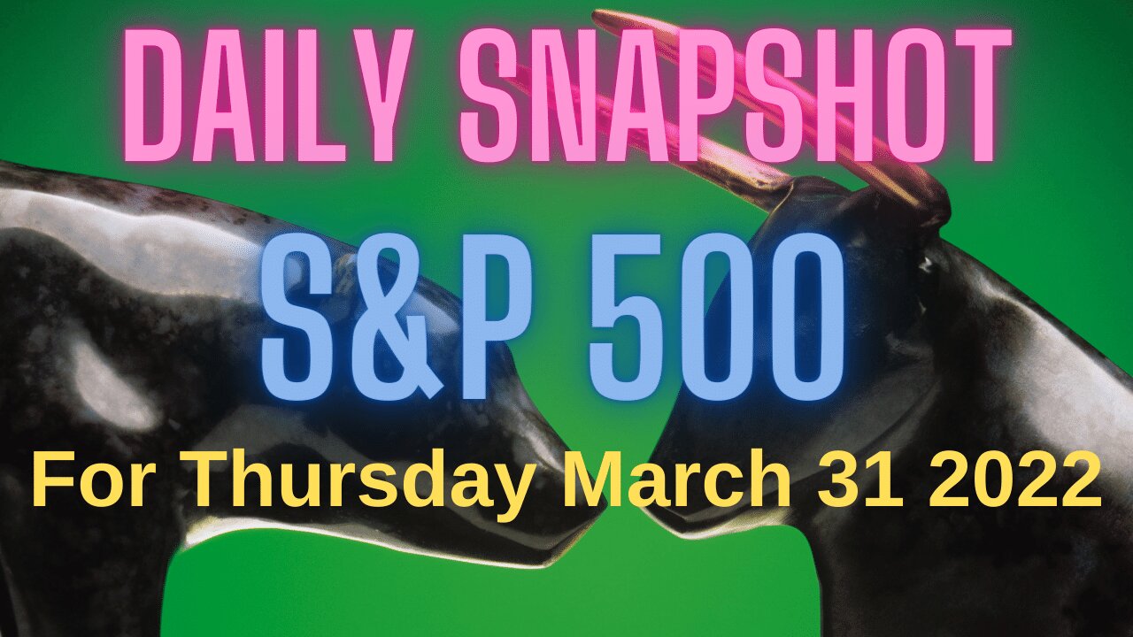 S&P 500 Snapshot Market Outlook For Thursday, March 31, 2022.