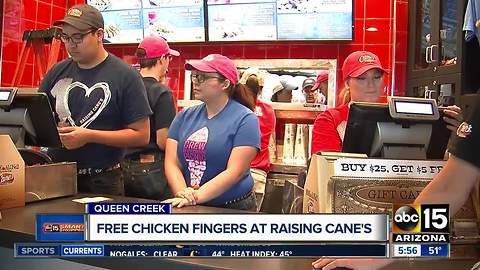 Free chicken fingers at Queen Creek Raising Cane's